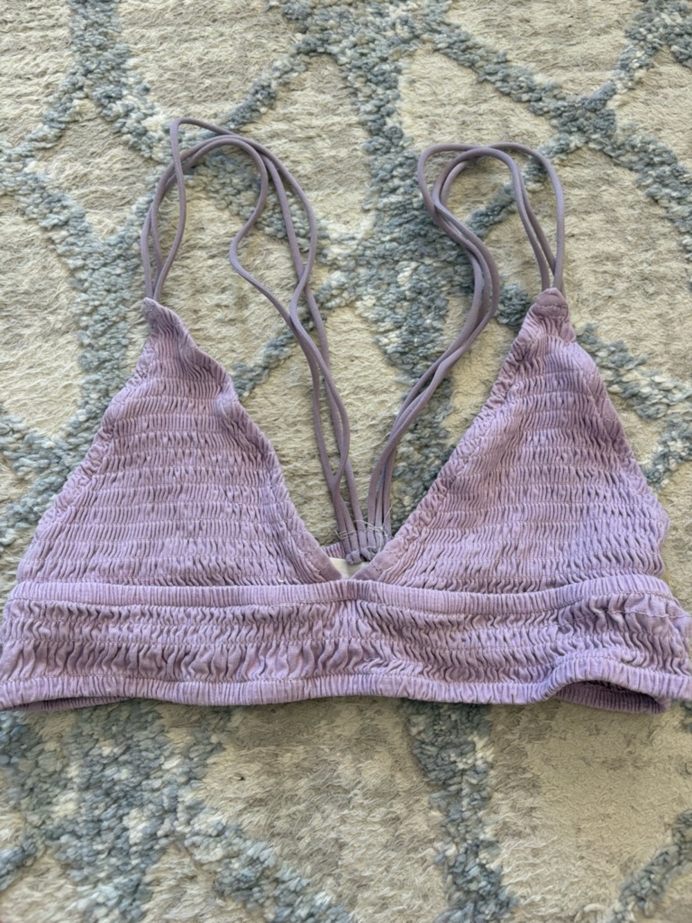 3 for $15 Workhall Lavender Smocked Triangle Bralette size small